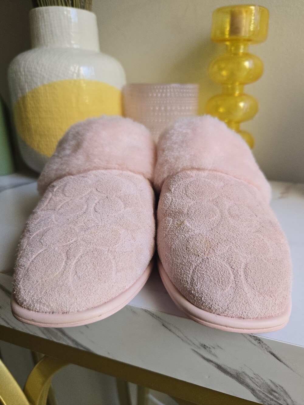 GUC Coach Sherpa Flat Mules In Signature Suede Candy Pink Size 9 B - Picture 4 of 13